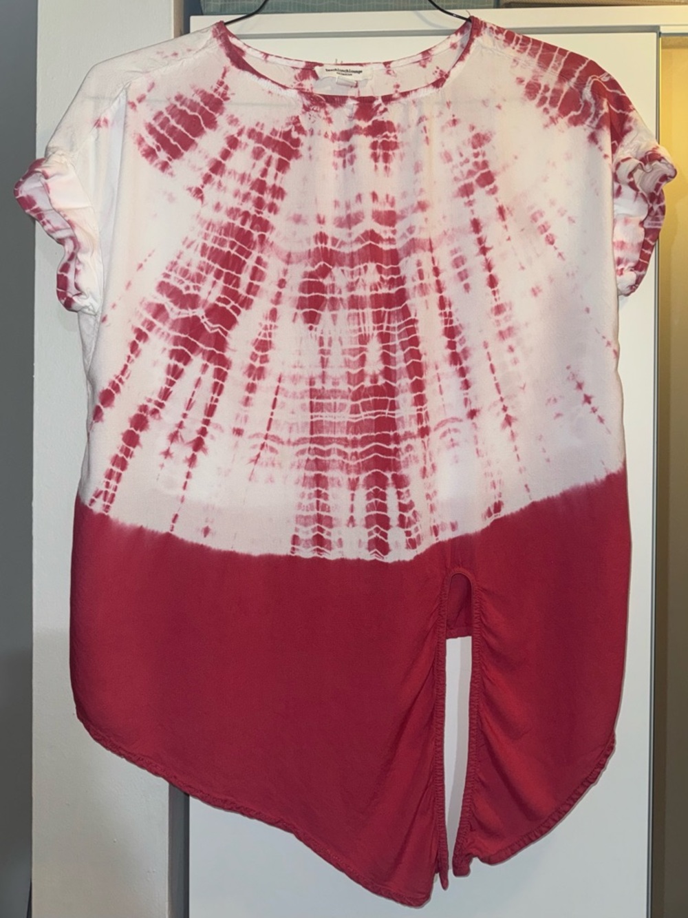 beachlunchlounge women’s Tie-Dye side tie Short Sleeve top small petite